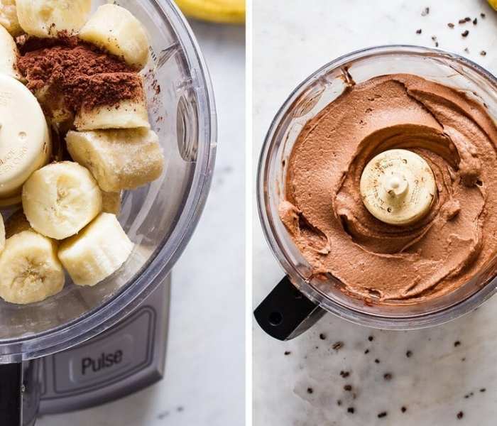 Making healthy ice cream with food processor