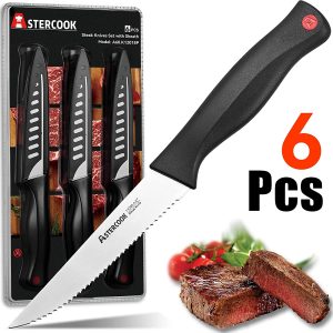 Steak Knives, Steak Knife Set of 6 with Sheath